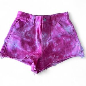 PacSun Pink and Purple Tie-Dye High Waist Shorts